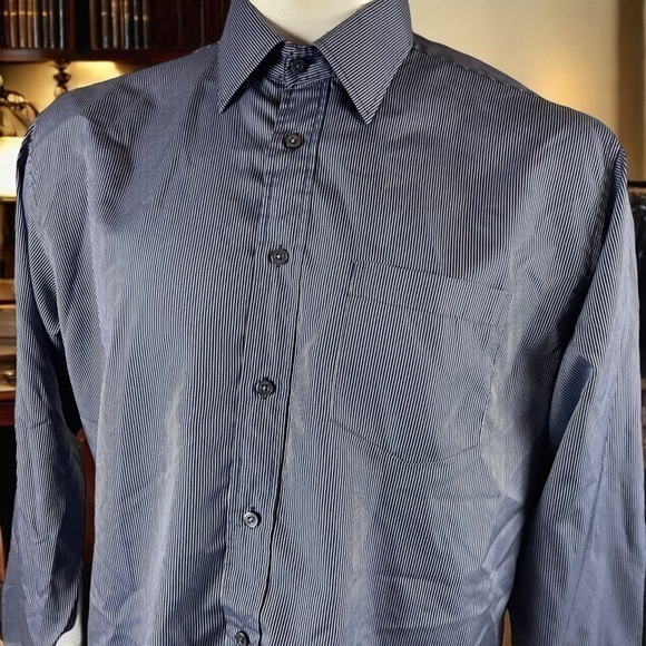 Paul Smith Shirt Men's 18 44 Button Long Sleeve Blue Stripe Preppy Office F170 - Picture 1 of 14